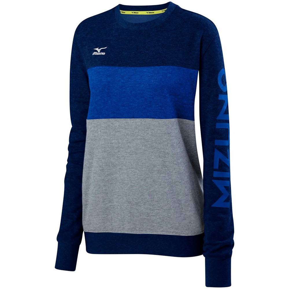 Womens Mizuno Retro Crew Volleyball Sweatshirt Navy/Royal Philippines (MWXRHF217)